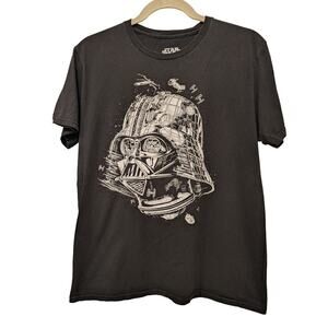 Star Wars Darth Vader Death‎ Star T-Shirt Black 100% Cotton Crewneck Graphic